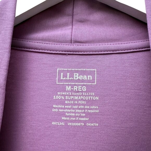 L.L. Bean Cardigan Tee Medium Lilac Purple Pima Cotton Open Front - Picture 4 of 10